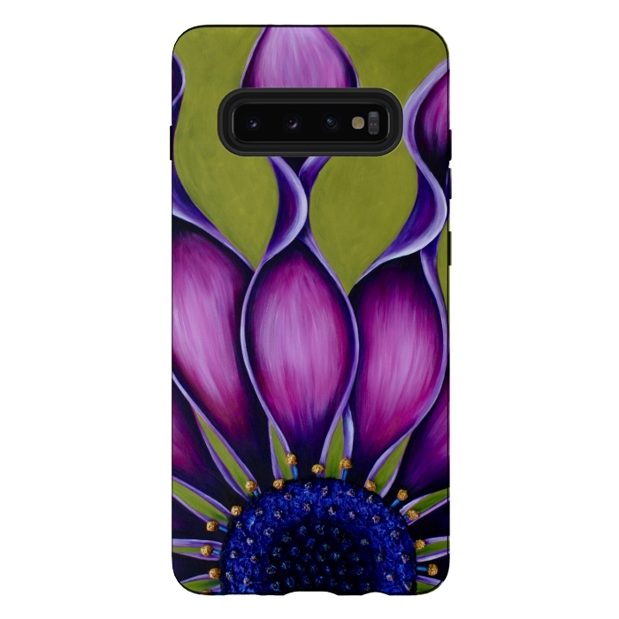 Galaxy S10 plus StrongFit Purple African Daisy by Denise Cassidy Wood
