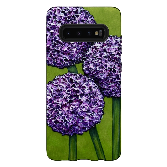 Galaxy S10 plus StrongFit Purple Allium by Denise Cassidy Wood