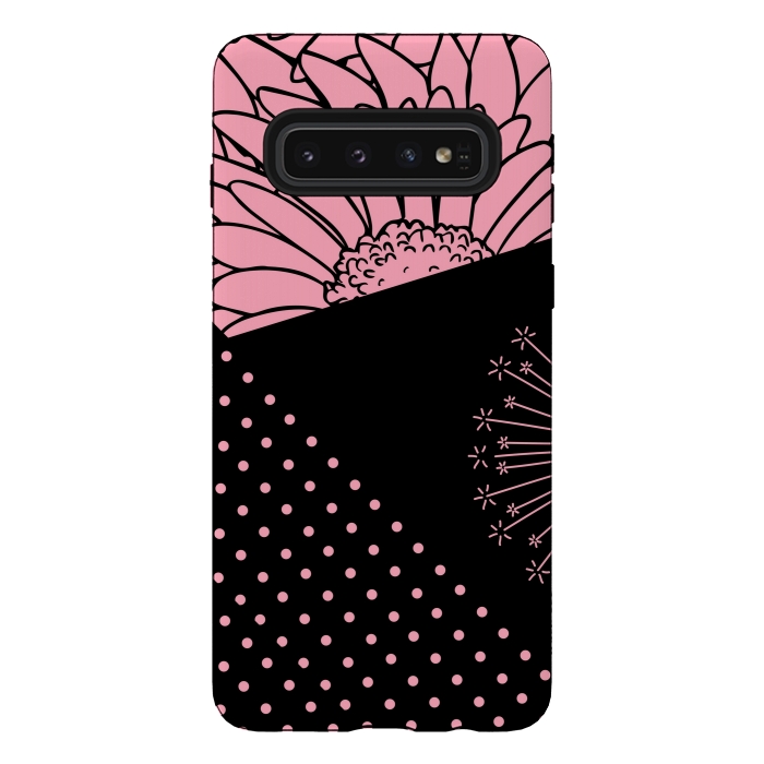 Galaxy S10 StrongFit pink floral pattern by MALLIKA