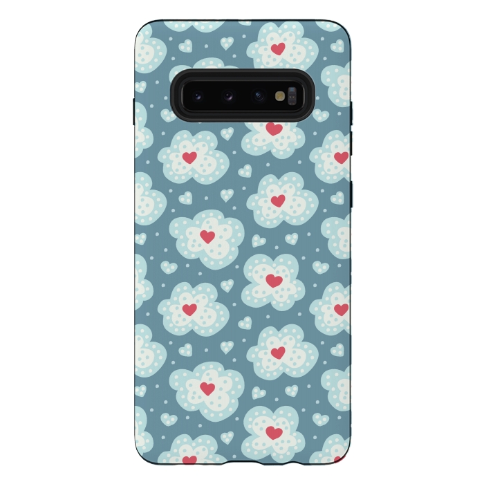 Galaxy S10 plus StrongFit Winter Hearts And Snow Clouds by Boriana Giormova