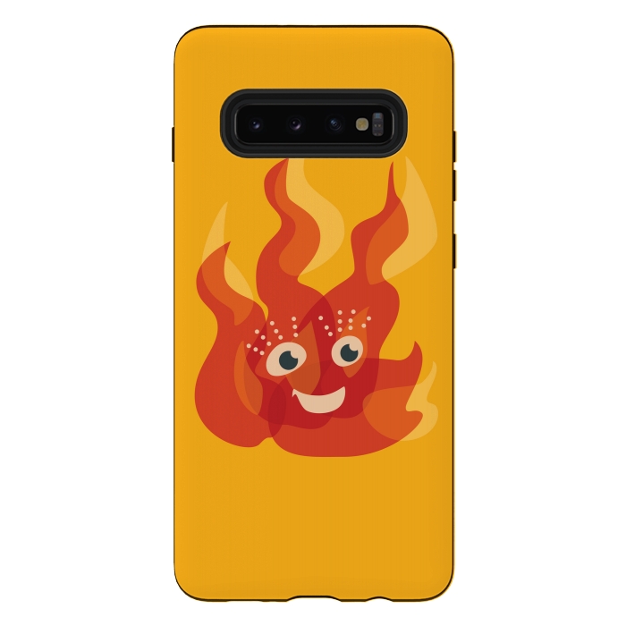 Galaxy S10 plus StrongFit Happy Burning Fire Flame Character by Boriana Giormova