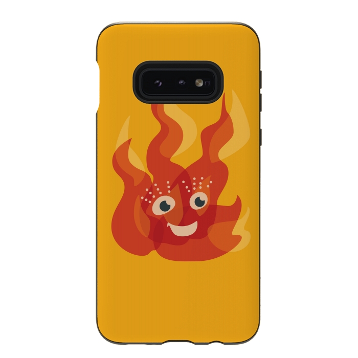 Galaxy S10e StrongFit Happy Burning Fire Flame Character by Boriana Giormova