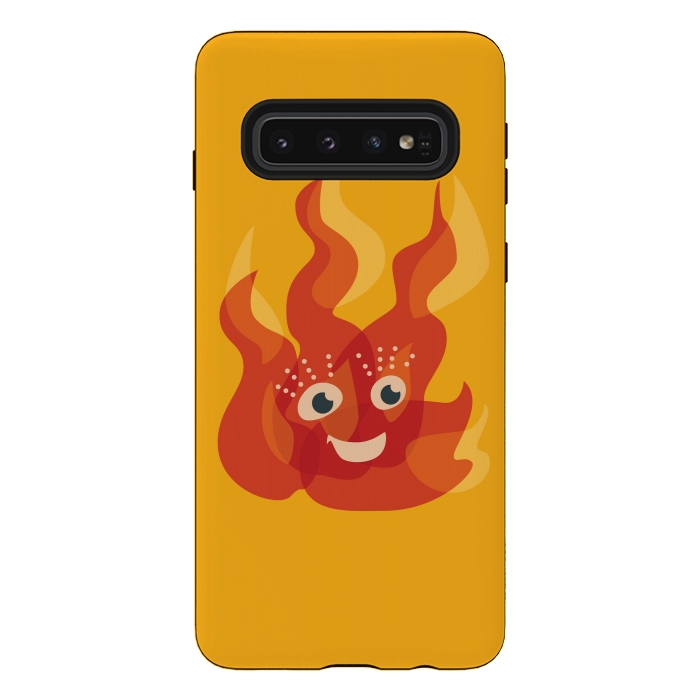 Galaxy S10 StrongFit Happy Burning Fire Flame Character by Boriana Giormova