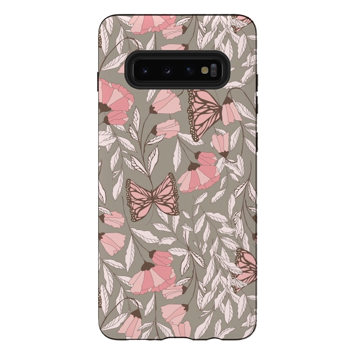 Galaxy S10 plus StrongFit Romantic Butterflies Gray by Jelena Obradovic