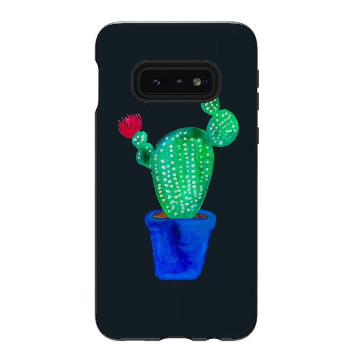 Galaxy S10e StrongFit Red Flower Cactus by Amaya Brydon