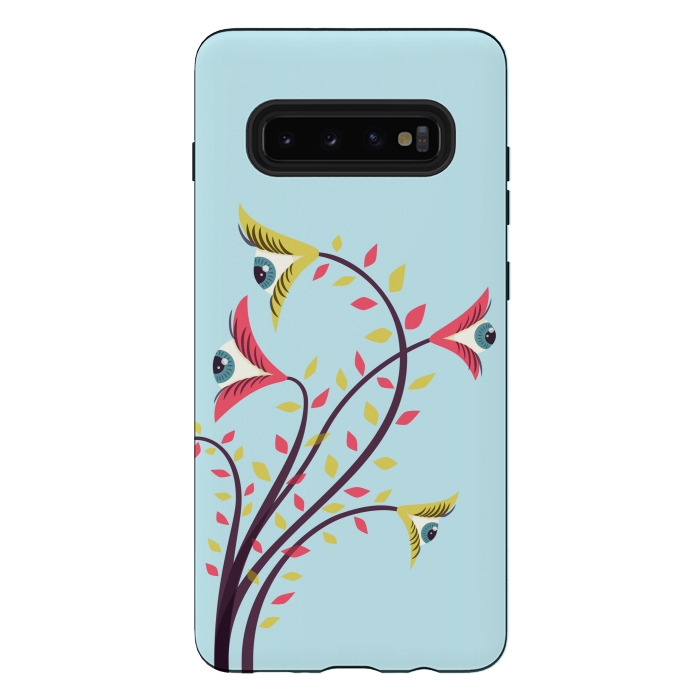 Galaxy S10 plus StrongFit Weird Colorful Watching Eyes Flowers by Boriana Giormova
