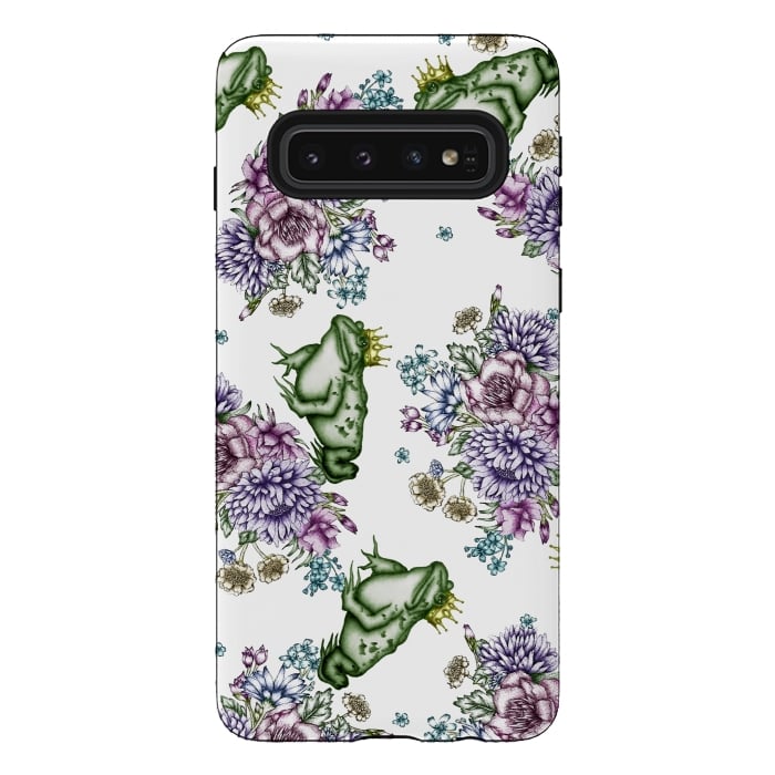 Galaxy S10 StrongFit Frog Prince Floral Pattern by ECMazur 