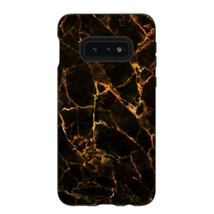 Galaxy S10e StrongFit Black marble with golden cracks by Oana 