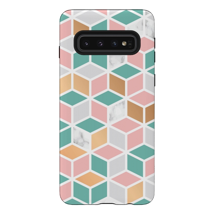 Galaxy S10 StrongFit Marble Cube Geometry 050 by Jelena Obradovic