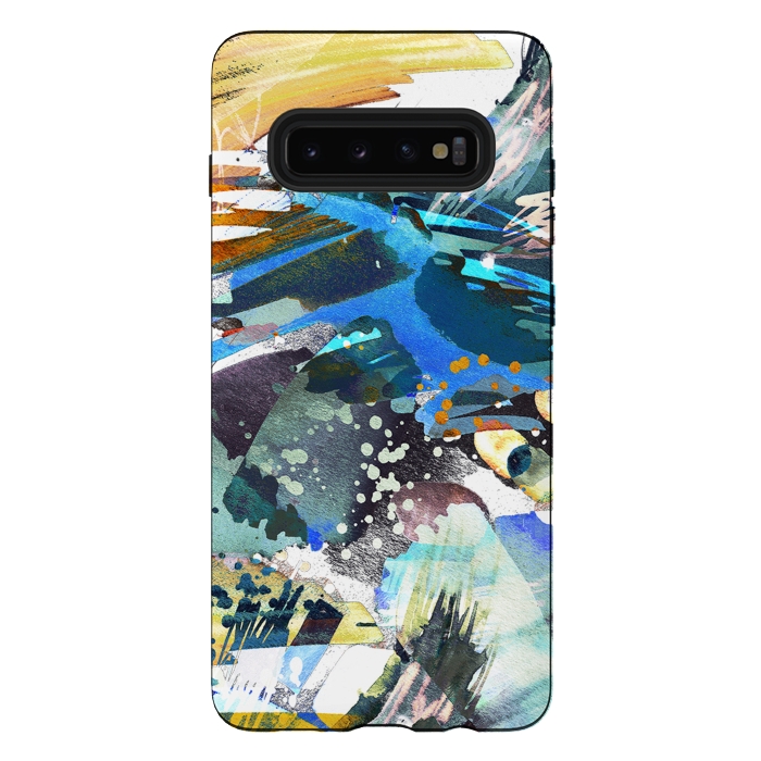Galaxy S10 plus StrongFit Abstract watercolor splatter and brushstrokes by Oana 