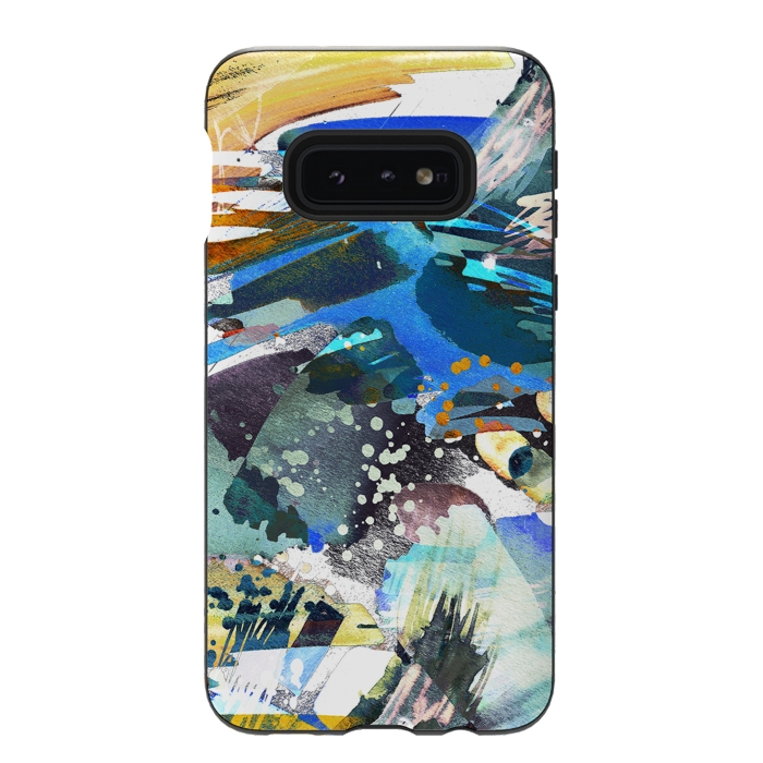 Galaxy S10e StrongFit Abstract watercolor splatter and brushstrokes by Oana 