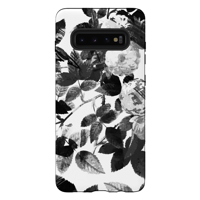 Galaxy S10 plus StrongFit Black and white ink roses by Oana 