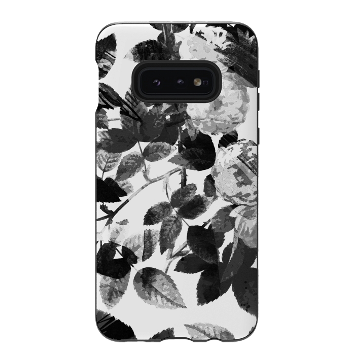 Galaxy S10e StrongFit Black and white ink roses by Oana 