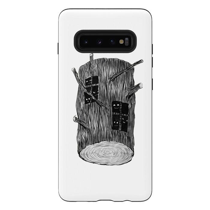 Galaxy S10 plus StrongFit Tree Log With Mysterious Forest Creatures by Boriana Giormova