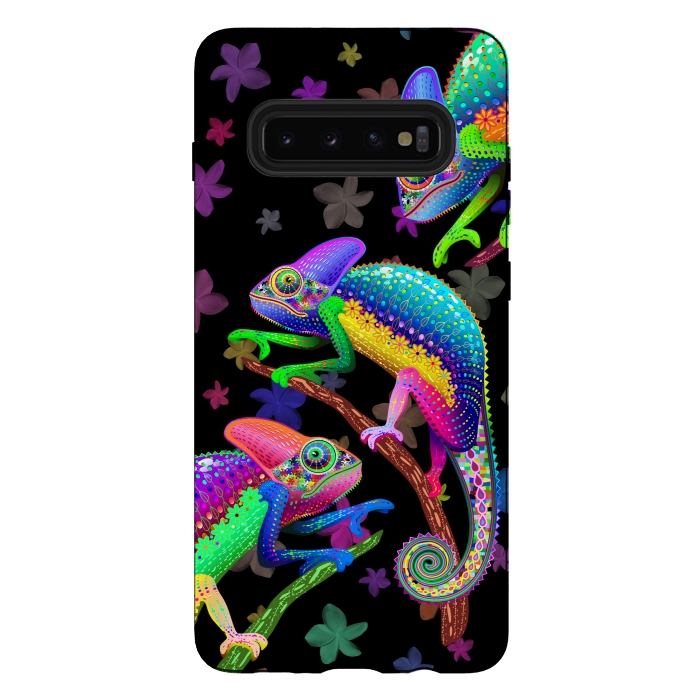 Galaxy S10 plus StrongFit Chameleon Fantasy Rainbow Colors by BluedarkArt