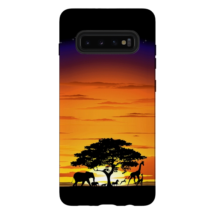 Galaxy S10 plus StrongFit Wild Animals on African Savanna Sunset  by BluedarkArt