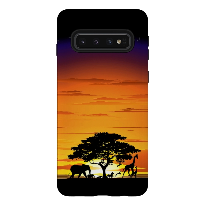 Galaxy S10 StrongFit Wild Animals on African Savanna Sunset  by BluedarkArt