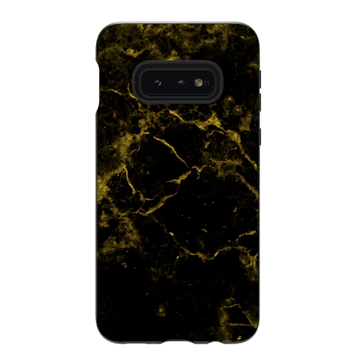 Galaxy S10e StrongFit Black and Gold Marble by Alemi