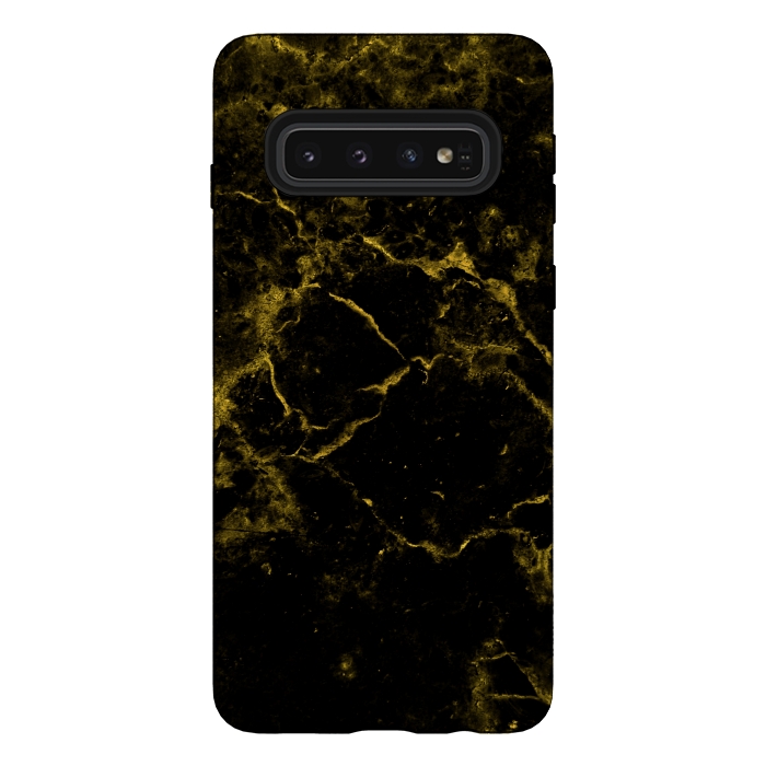 Galaxy S10 StrongFit Black and Gold Marble by Alemi