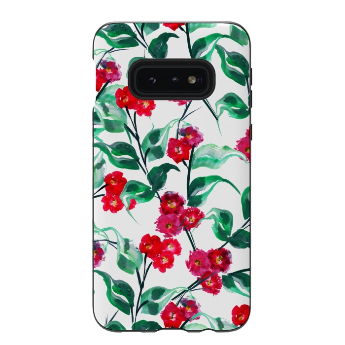 Galaxy S10e StrongFit Tropical Watercolor Flower Pattern VII by Bledi