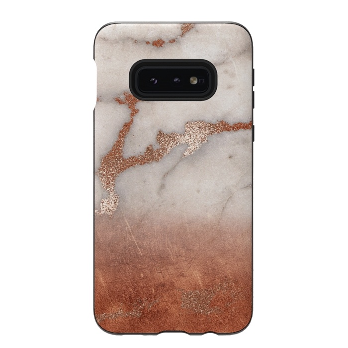 Galaxy S10e StrongFit Copper Trendy Veined Marble by  Utart