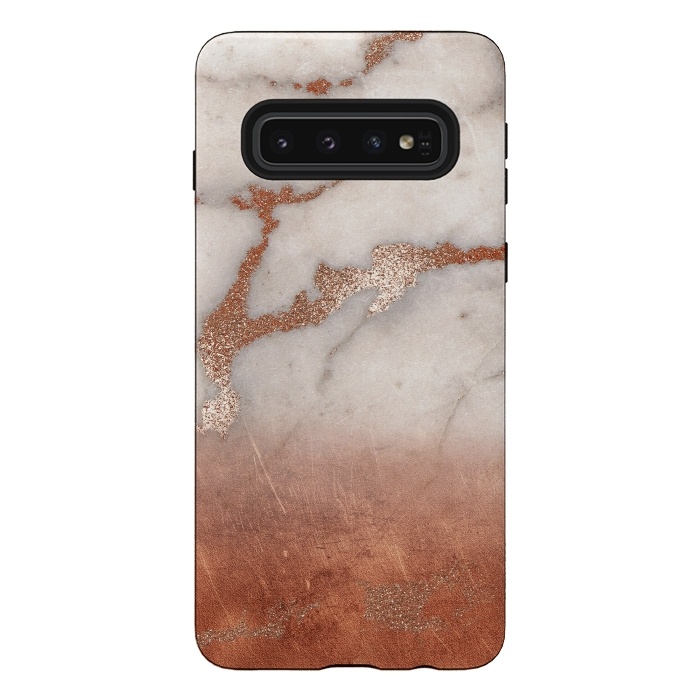 Galaxy S10 StrongFit Copper Trendy Veined Marble by  Utart