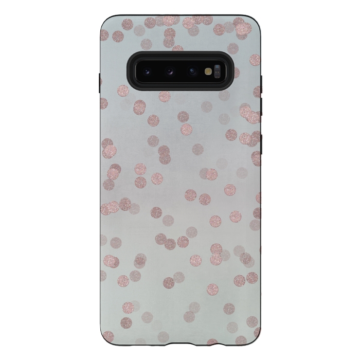 Galaxy S10 plus StrongFit Rose Gold Glitter Dots by Andrea Haase