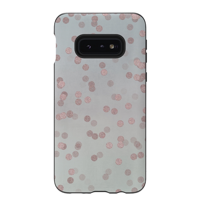 Galaxy S10e StrongFit Rose Gold Glitter Dots by Andrea Haase