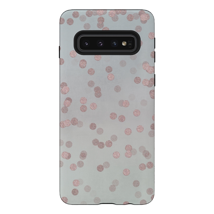 Galaxy S10 StrongFit Rose Gold Glitter Dots by Andrea Haase