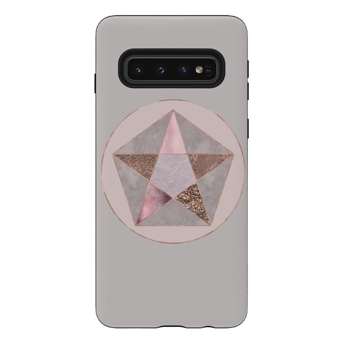 Galaxy S10 StrongFit Glamorous Rose Gold Pentagon by Andrea Haase