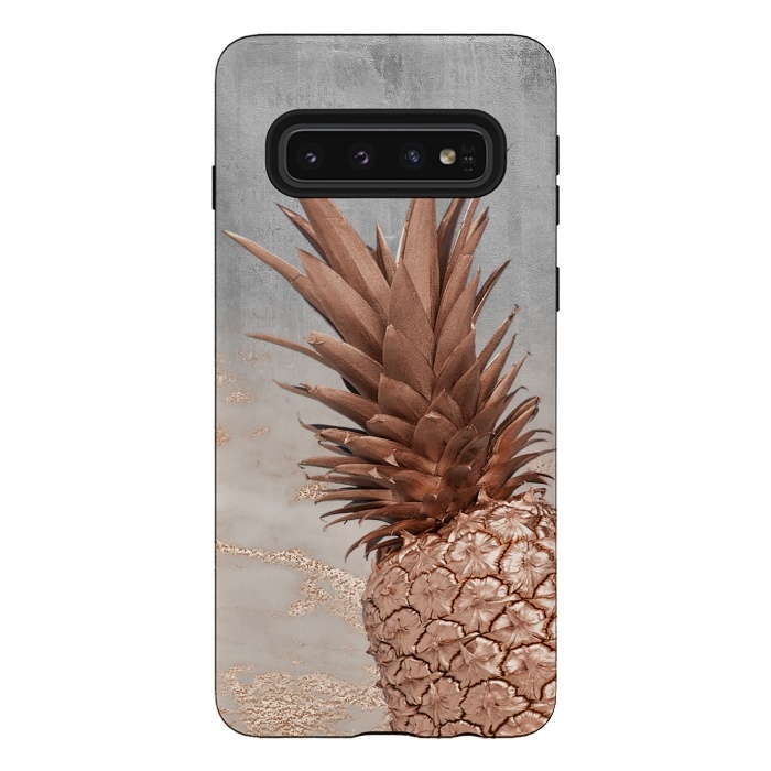 Galaxy S10 StrongFit Rose Gold Pineapple on Congrete by  Utart