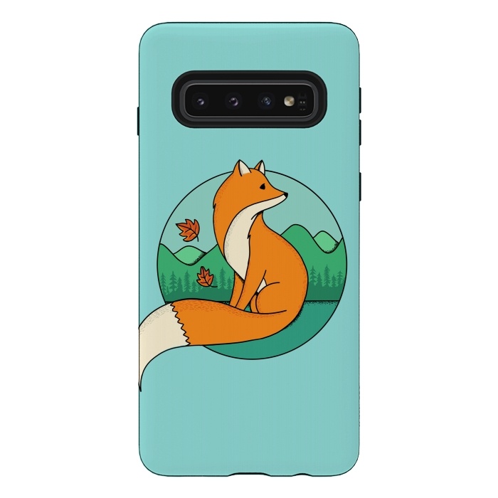 Galaxy S10 StrongFit Fox and Landscape by Coffee Man
