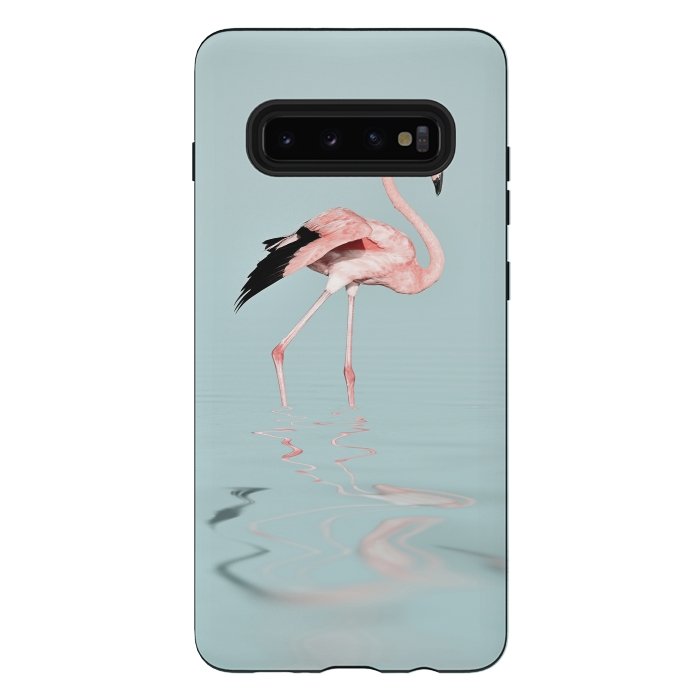 Galaxy S10 plus StrongFit Flamingo On Turquoise Waters by Andrea Haase
