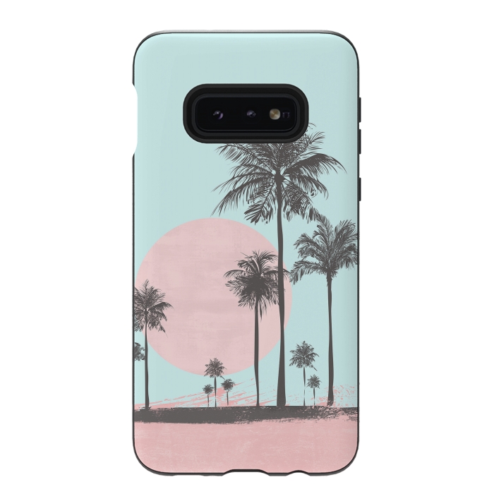 Galaxy S10e StrongFit Beachfront Palm Tree Sunset by Andrea Haase