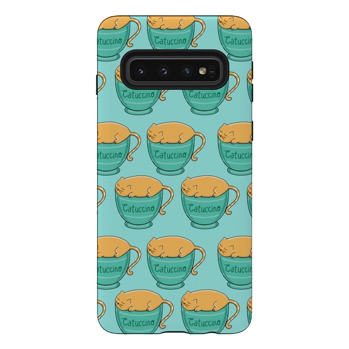 Galaxy S10 StrongFit Catuccino Pattern by Coffee Man