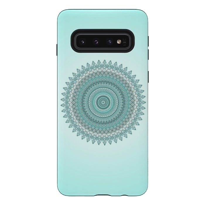 Galaxy S10 StrongFit Magical Teal Mandala by Andrea Haase