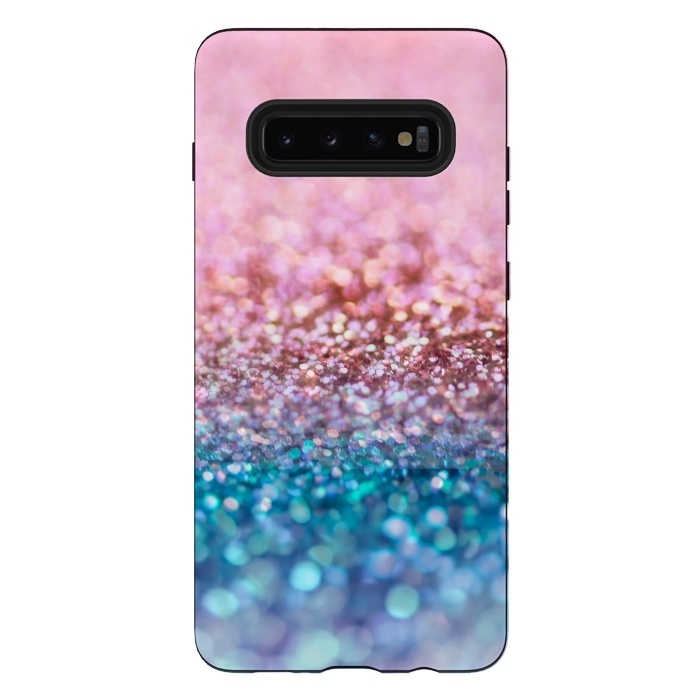 Galaxy S10 plus StrongFit Teal and Rose Gold Glitter Dance by  Utart
