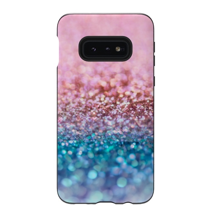 Galaxy S10e StrongFit Teal and Rose Gold Glitter Dance by  Utart