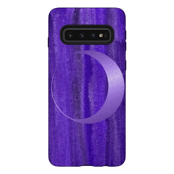 Galaxy S10 StrongFit Shiny Purple Half Moon  by Andrea Haase