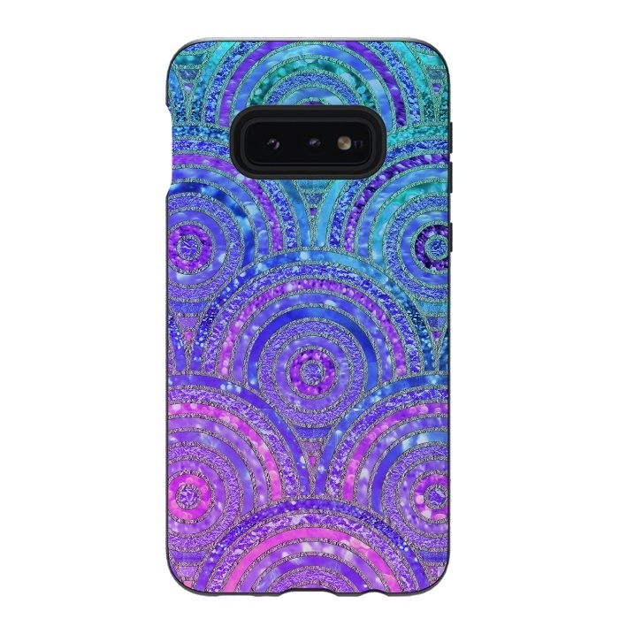 Galaxy S10e StrongFit Pink and Blue Metal Circles Pattern by  Utart