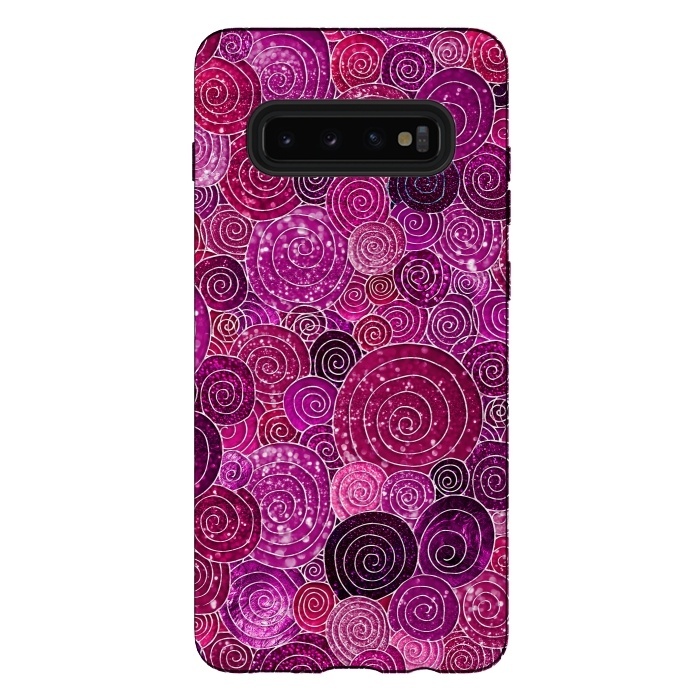 Galaxy S10 plus StrongFit Pink and Purple Metal Foil Circles  by  Utart