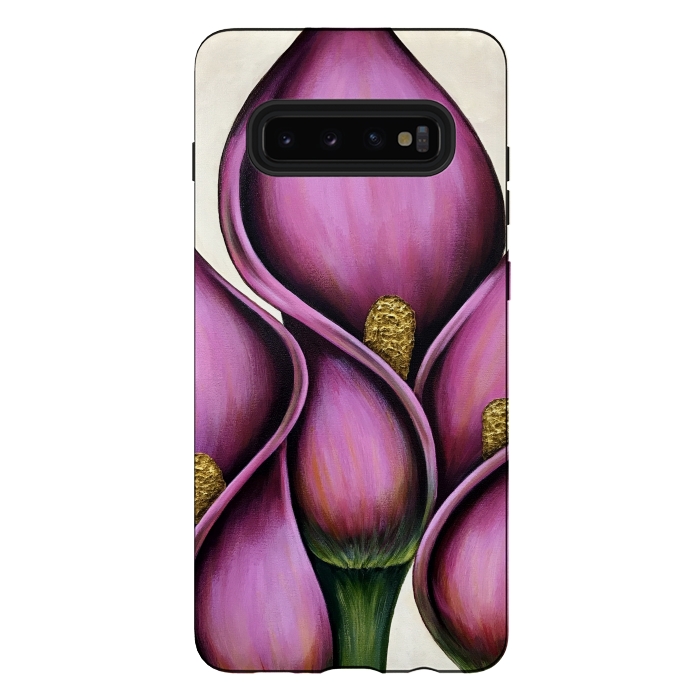 Galaxy S10 plus StrongFit New Pink Calla Lilies by Denise Cassidy Wood