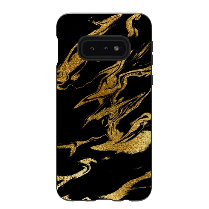 Galaxy S10e StrongFit Black and Gold Luxury Marble by  Utart
