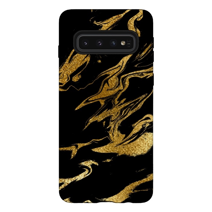 Galaxy S10 StrongFit Black and Gold Luxury Marble by  Utart