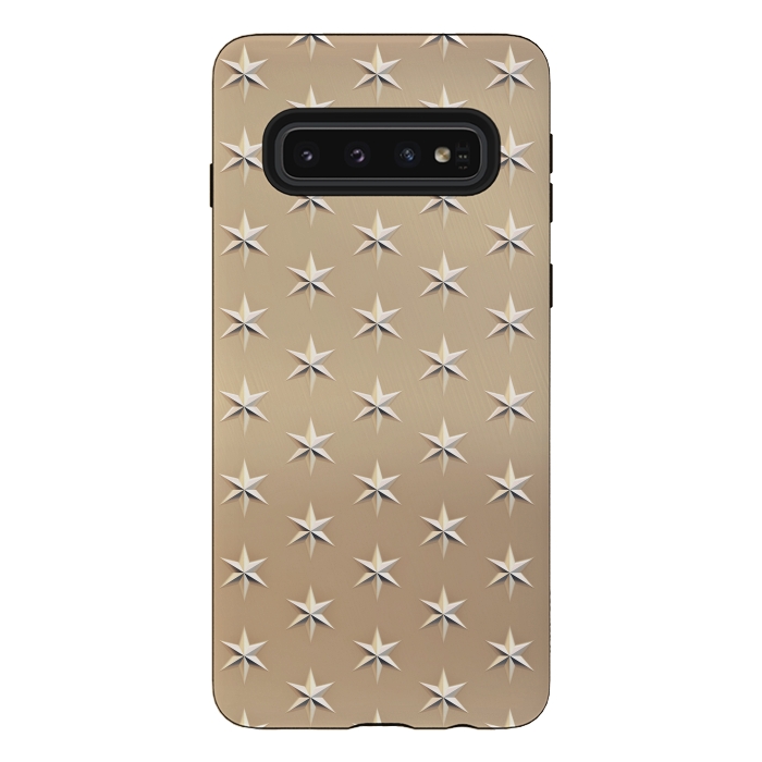 Galaxy S10 StrongFit Silver Stars On  Gold by Andrea Haase