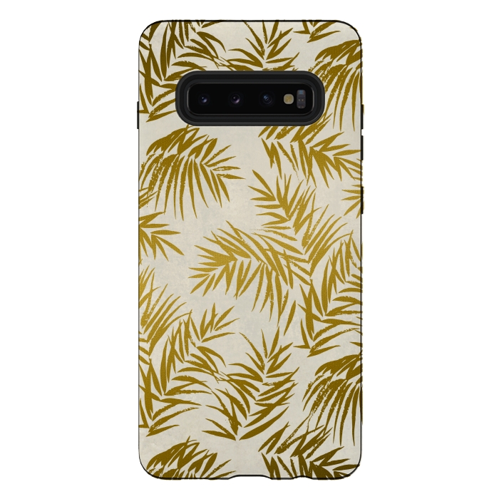 Galaxy S10 plus StrongFit Golden Palm Leaves 2 by Andrea Haase