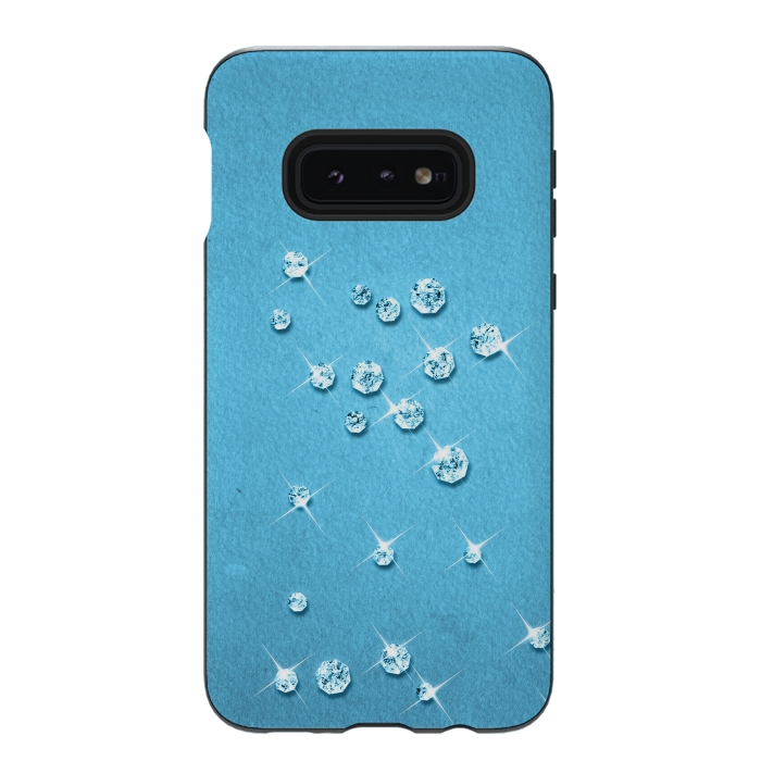 Galaxy S10e StrongFit Sparkling Rhinestones on Blue by Andrea Haase