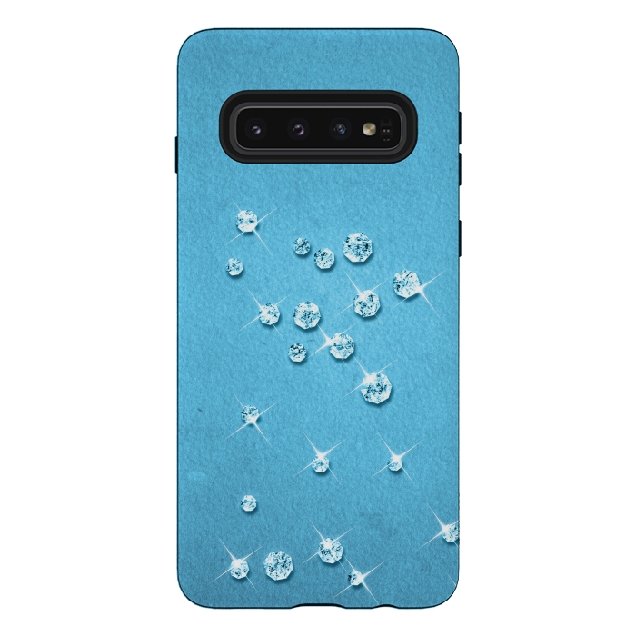 Galaxy S10 StrongFit Sparkling Rhinestones on Blue by Andrea Haase
