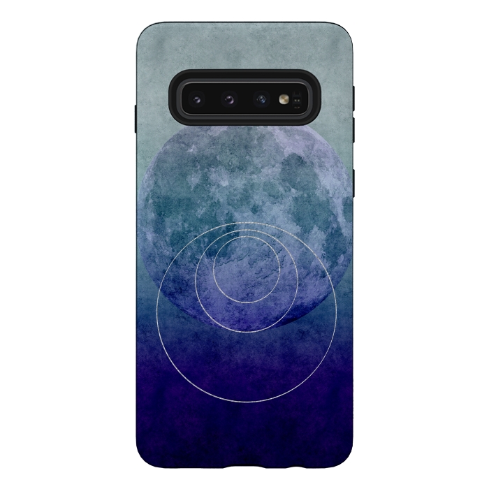 Galaxy S10 StrongFit Blue Abstract Moon by Andrea Haase