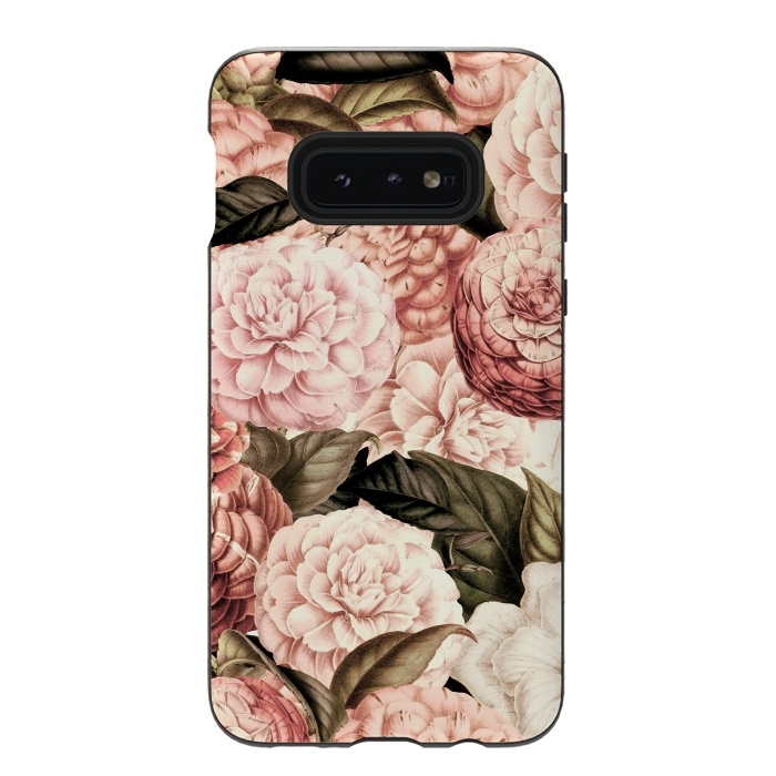 Galaxy S10e StrongFit Pink Vintage Camelia Pattern by  Utart